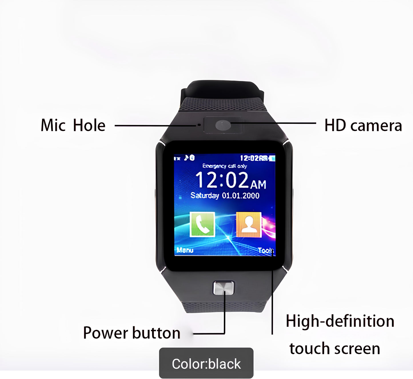 Android 5g sim calling smartwatch with camera (1 Year Warranty)