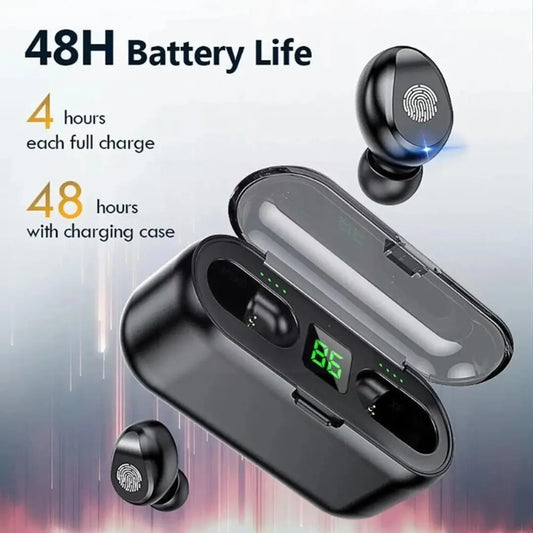 NEW BOAT F9 TWS Wireless Bluetooth 5.0 Earbuds, IPX7 Waterproof /Sweatproof Touch Headphones in-Ear Sports Headphone, Build in 2000mAh Power Bank with Mic